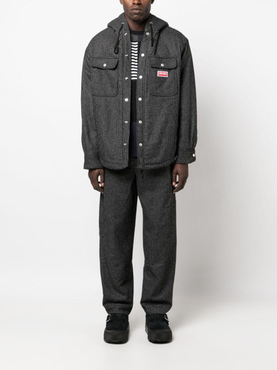 KENZO logo-patch check-pattern tapered trousers outlook