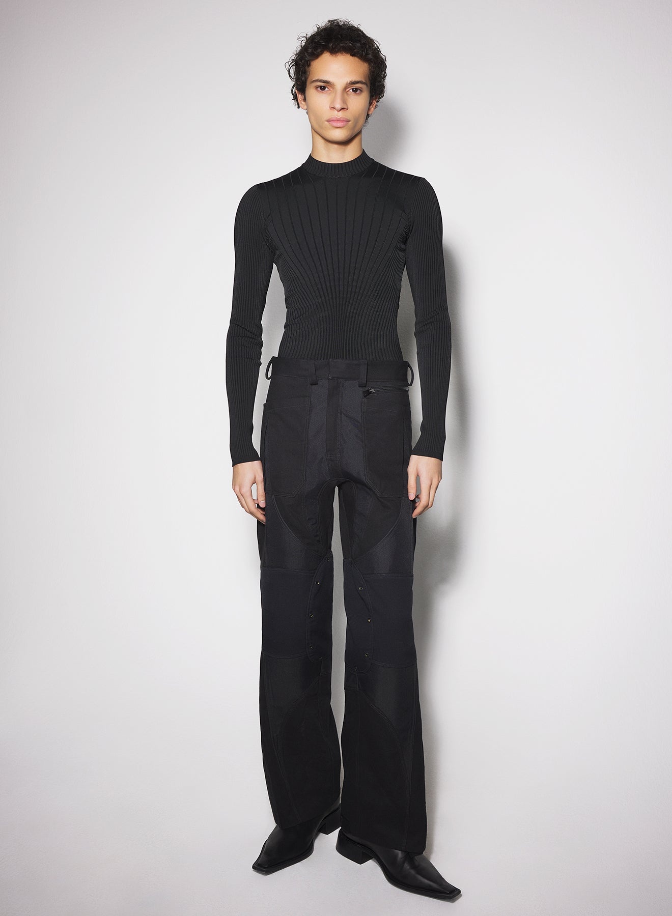 black technical fabric cargo pants - 1