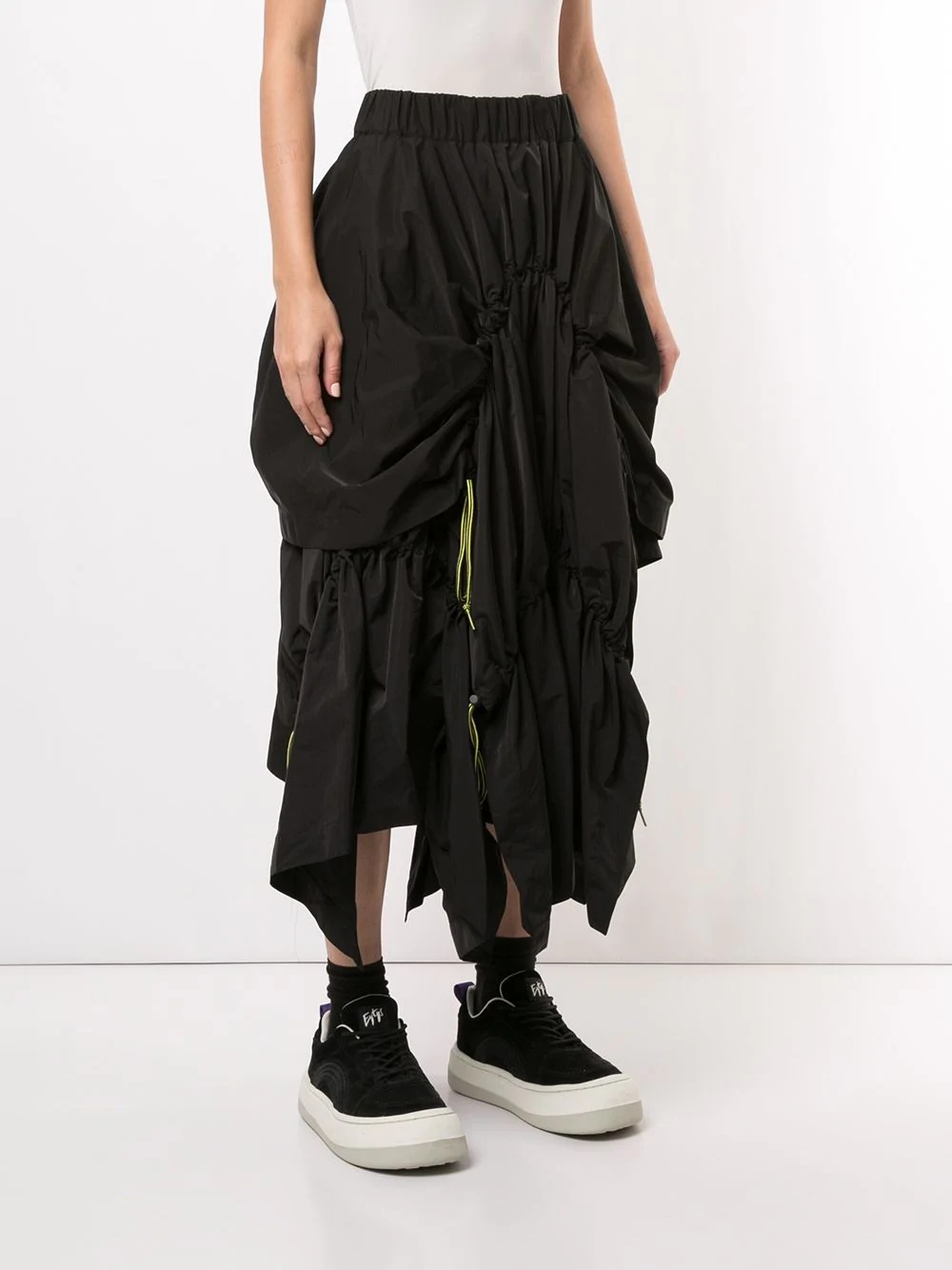 draped drawstring parachute skirt - 3