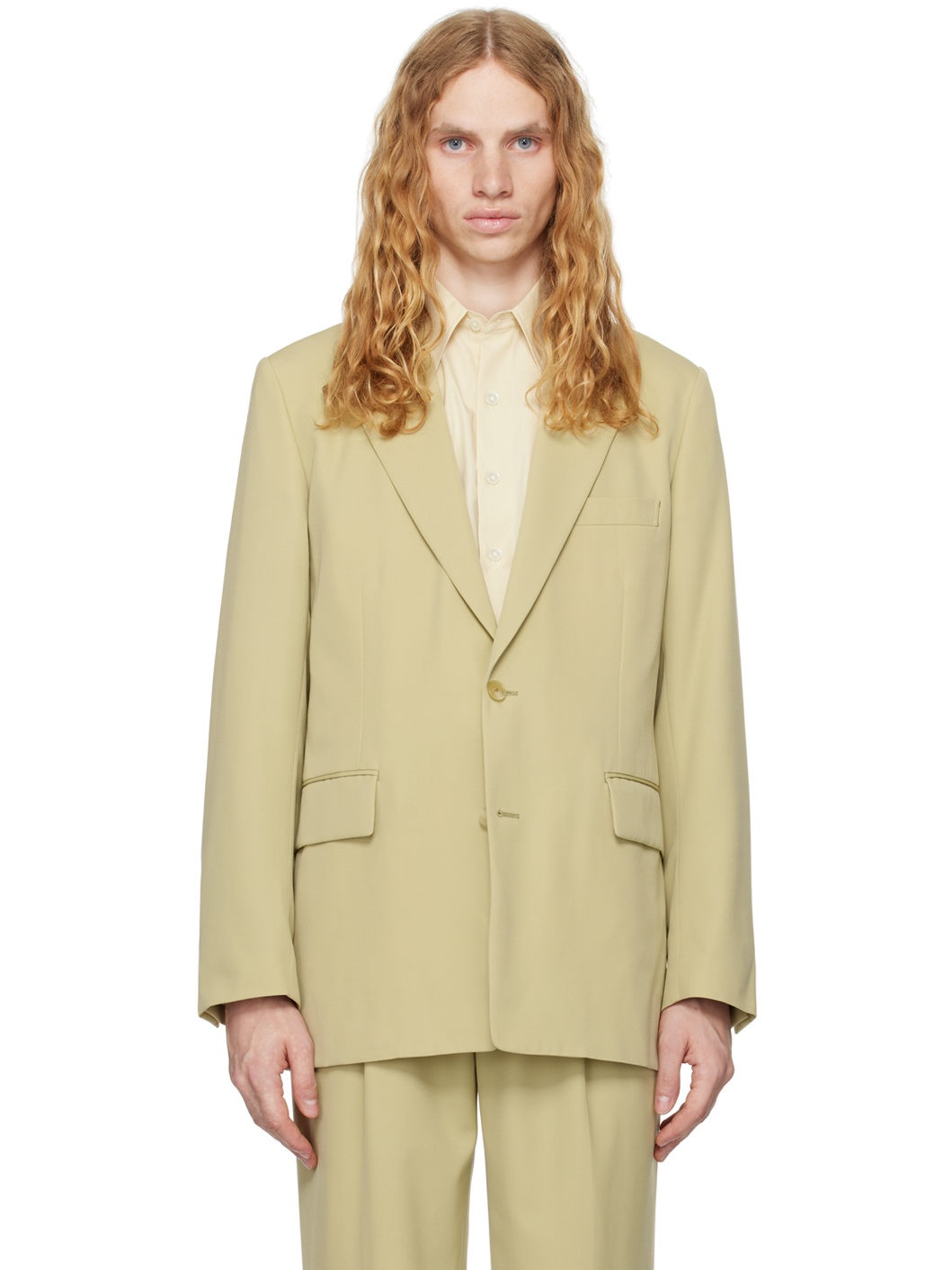 Khaki Light Wool Max Gabardine Blazer - 1