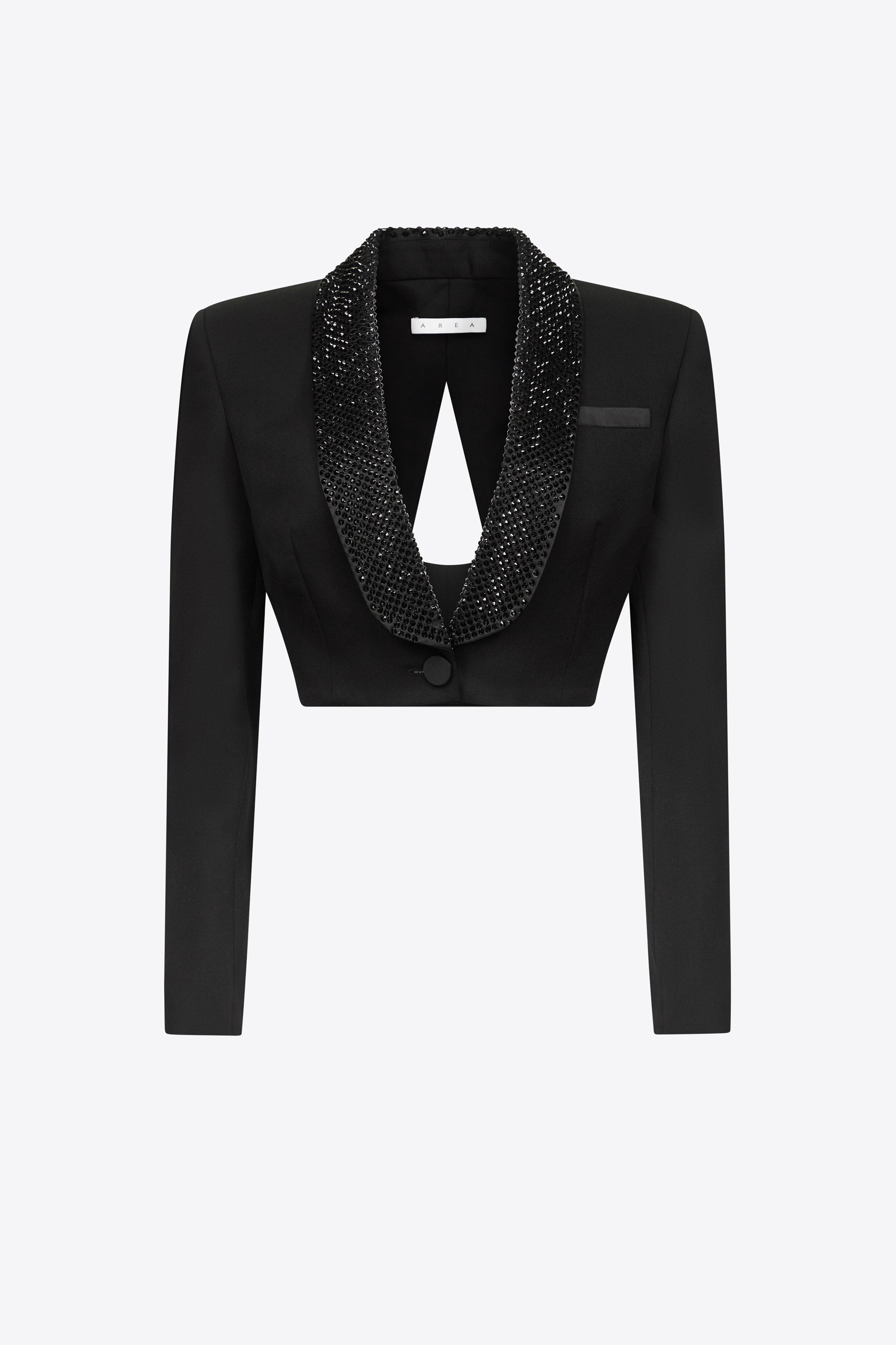 CRYSTAL EMBELLISHED CROPPED BLAZER - 1