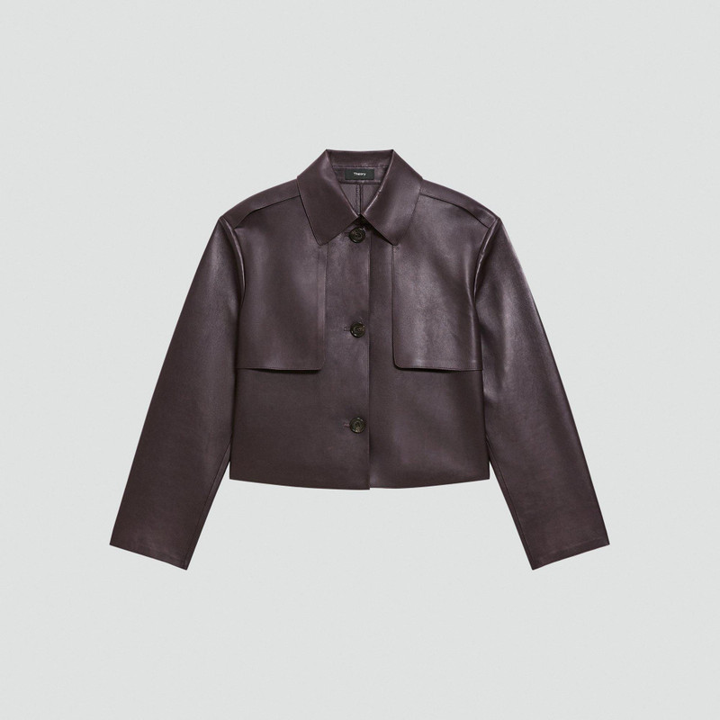 Cropped Trench in Sleek Leather 1