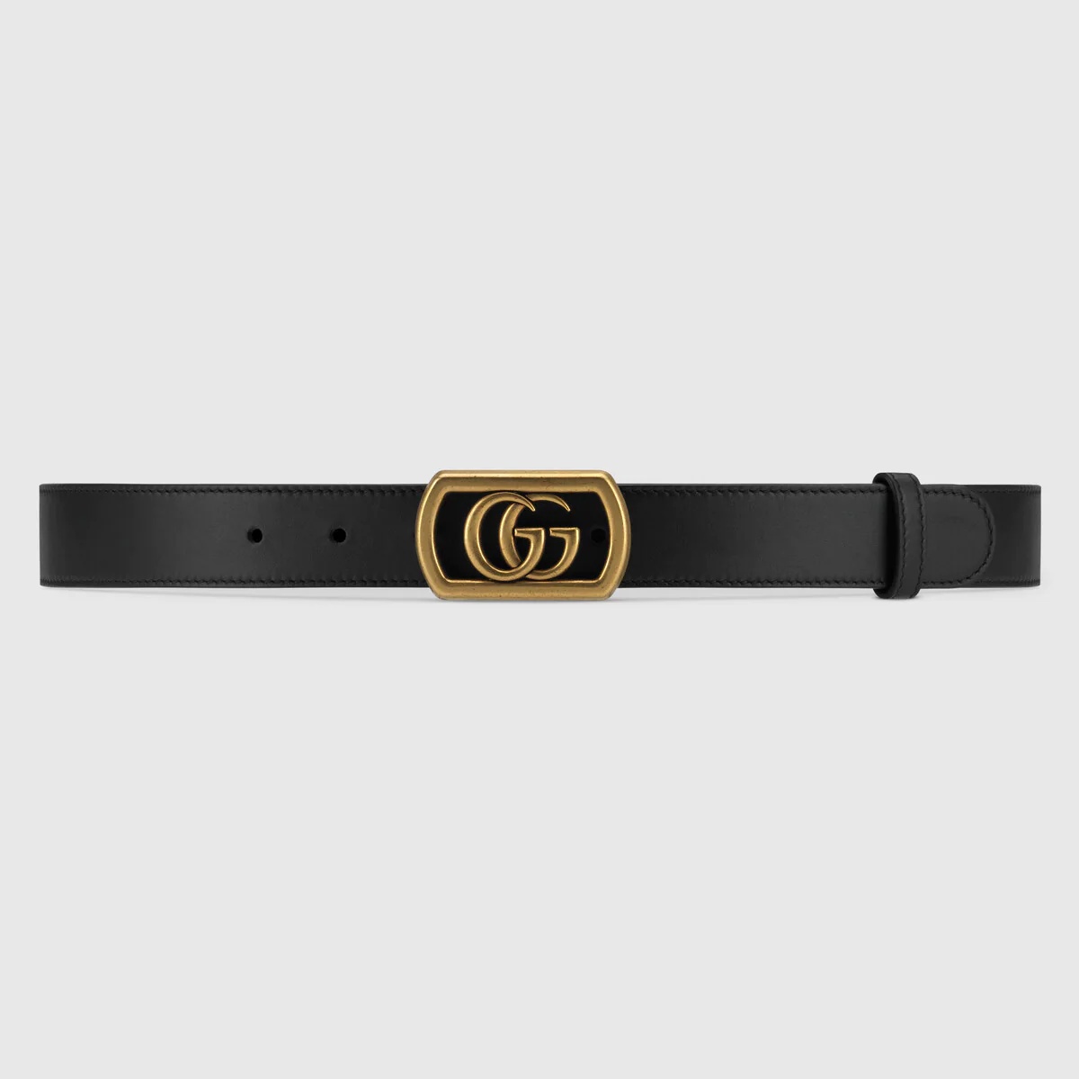 Thin belt with framed Double G buckle - 1