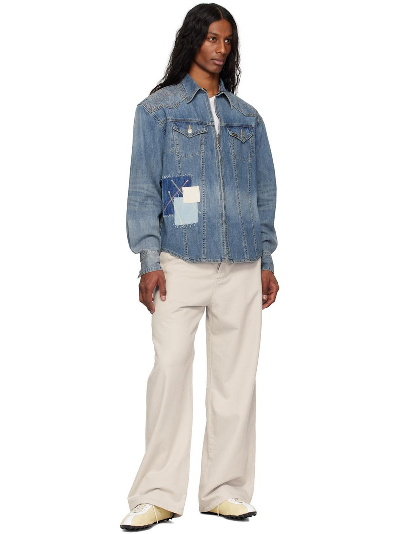 Andersson Bell Blue Embroidery Patchwork Denim Shirt outlook