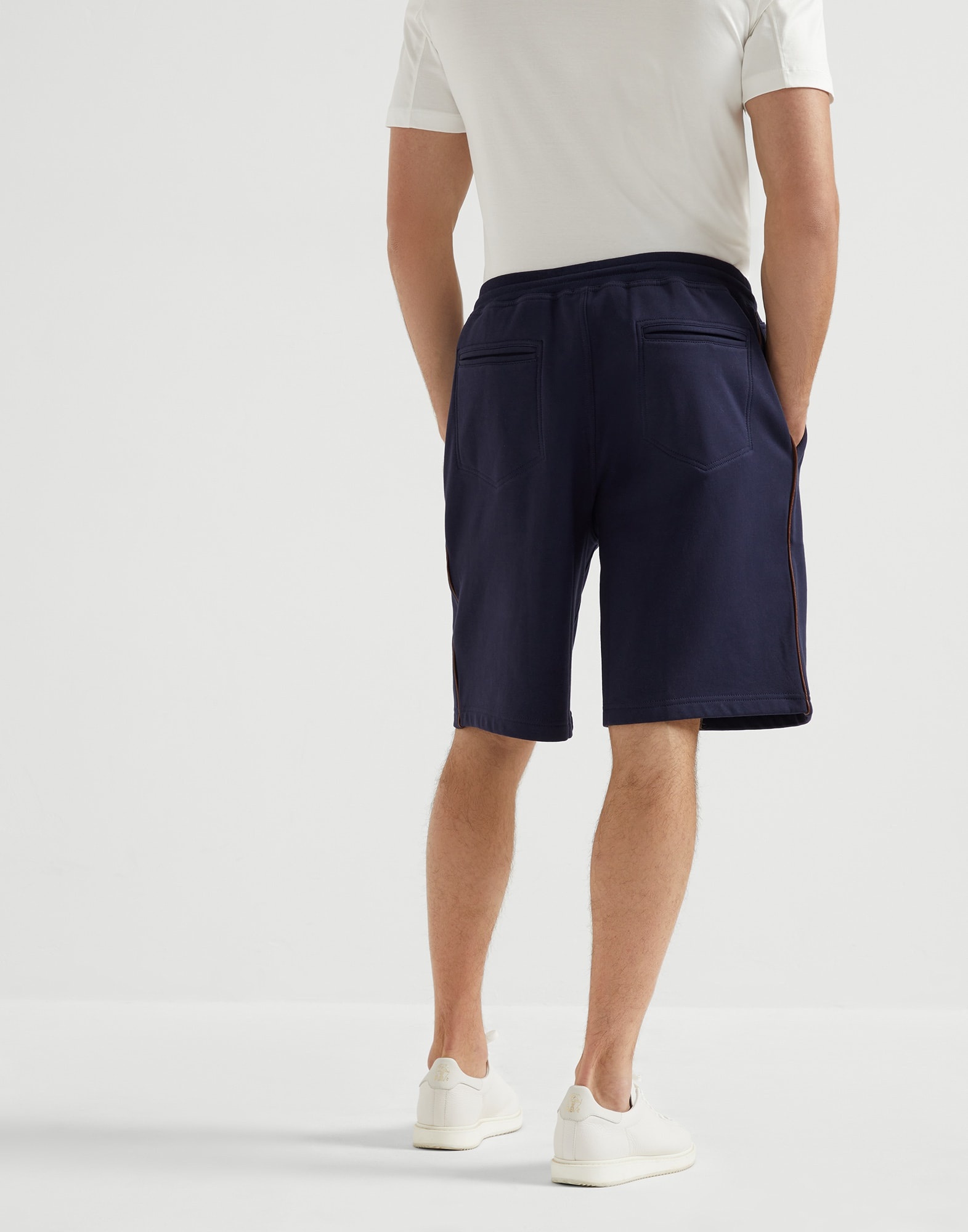 Techno cotton French terry shorts with piping - 2