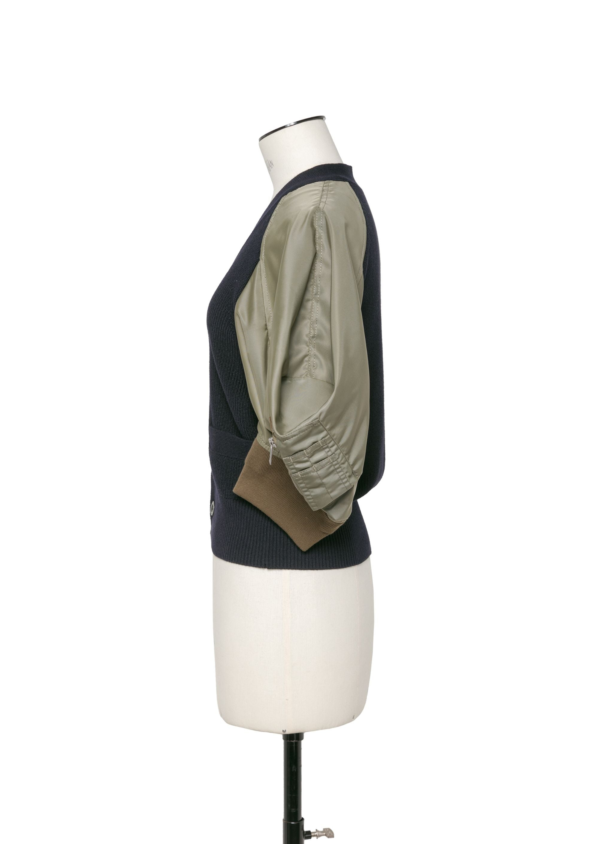 Nylon Twill x Knit Cardigan - 4
