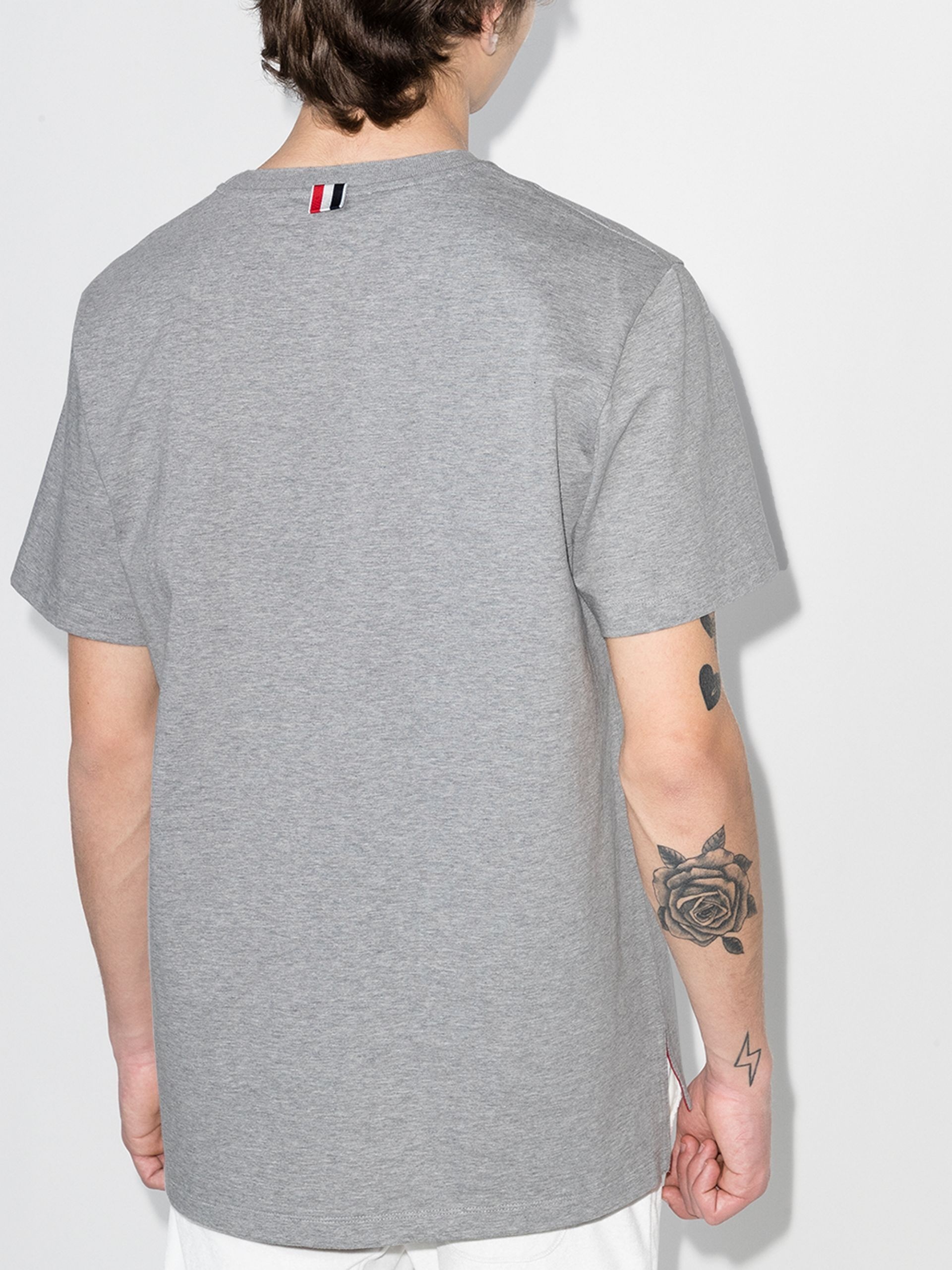 grey side slit cotton t-shirt - 3