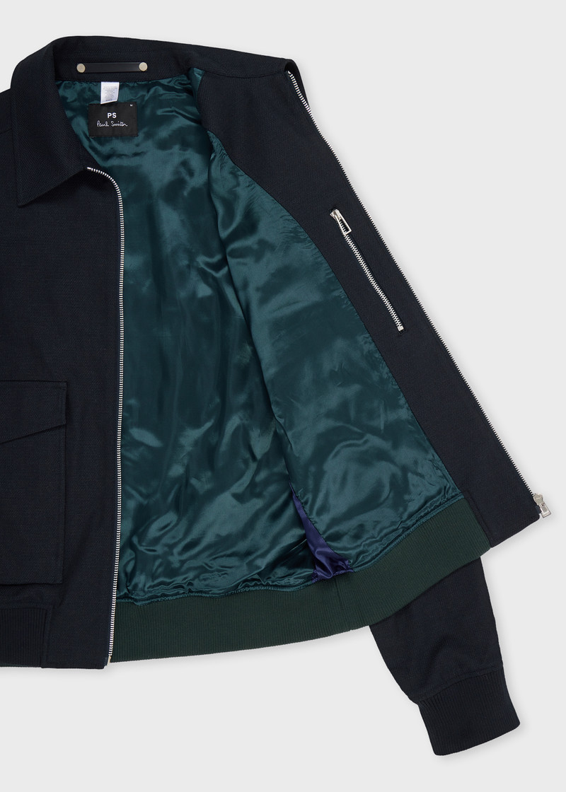 Navy Cotton and Wool-Blend Textured Jacket 4