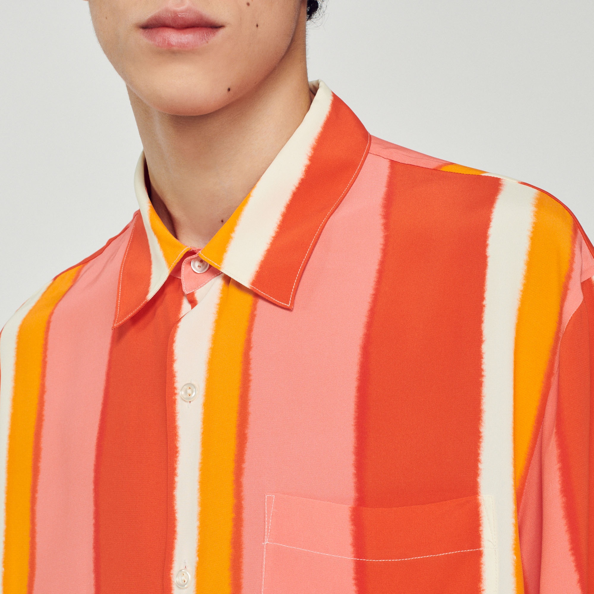 Flowing striped short-sleeved shirt - 4