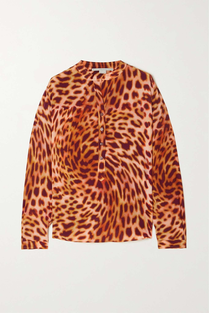 Leopard-print silk crepe de chine shirt 1