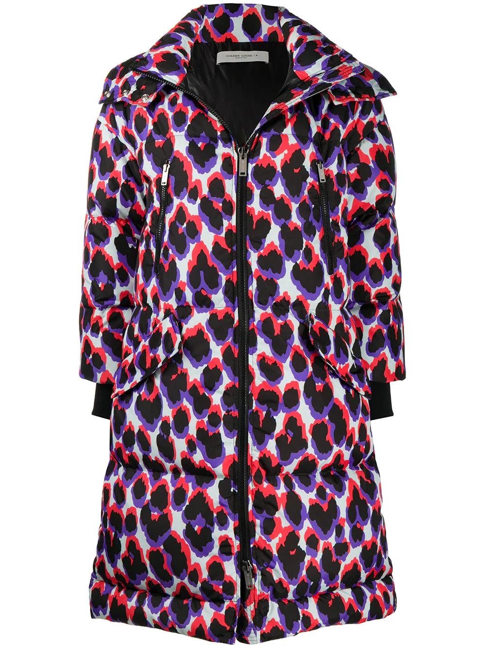 leopard print padded coat - 1