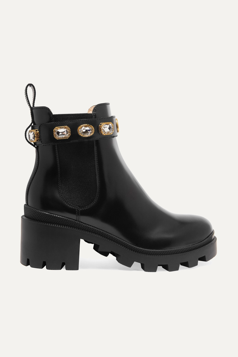 Crystal-embellished leather Chelsea boots - 1