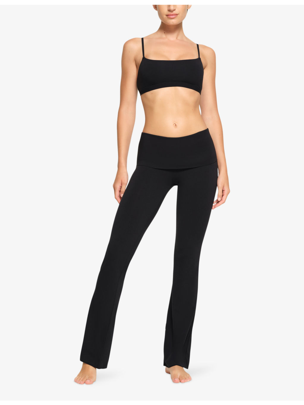Foldover slim-fit high-rise stretch-jersey trousers - 2