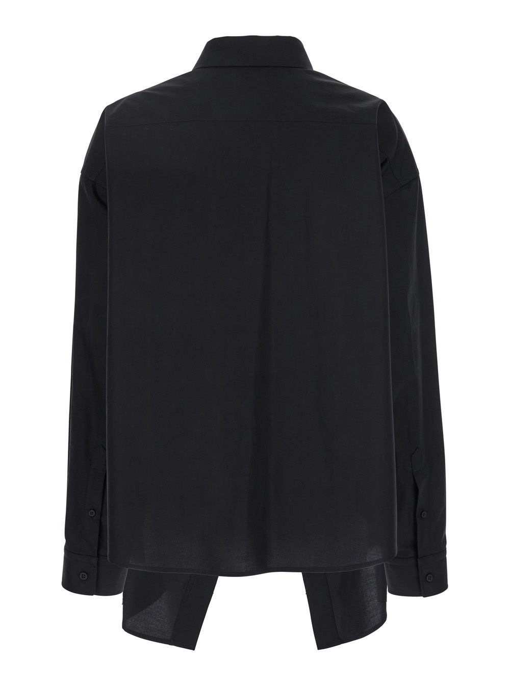 Balenciaga Women Black Shirt With Pointed Collar And Front Slit In Cotton Woman - 2