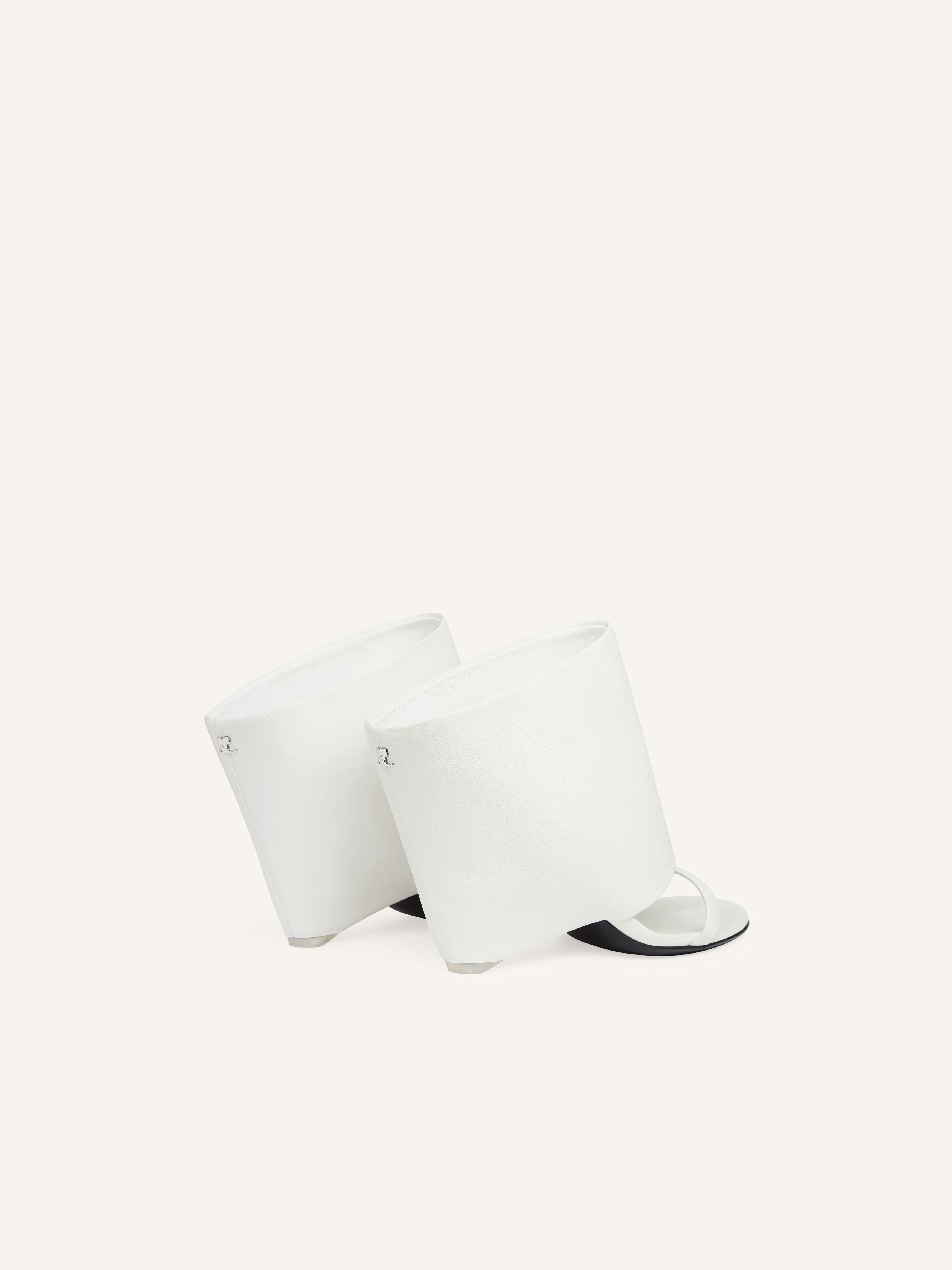 OBLIQUE WEDGED LEATHER MULES - 4