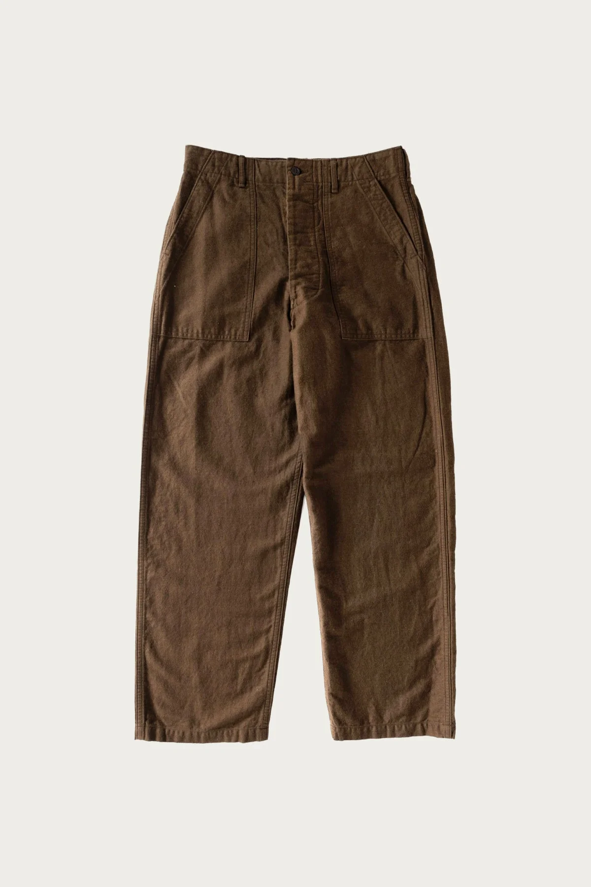 Relax Fit Cotton Linen Moleskin Fatigue Pants - Coffee Brown - 1