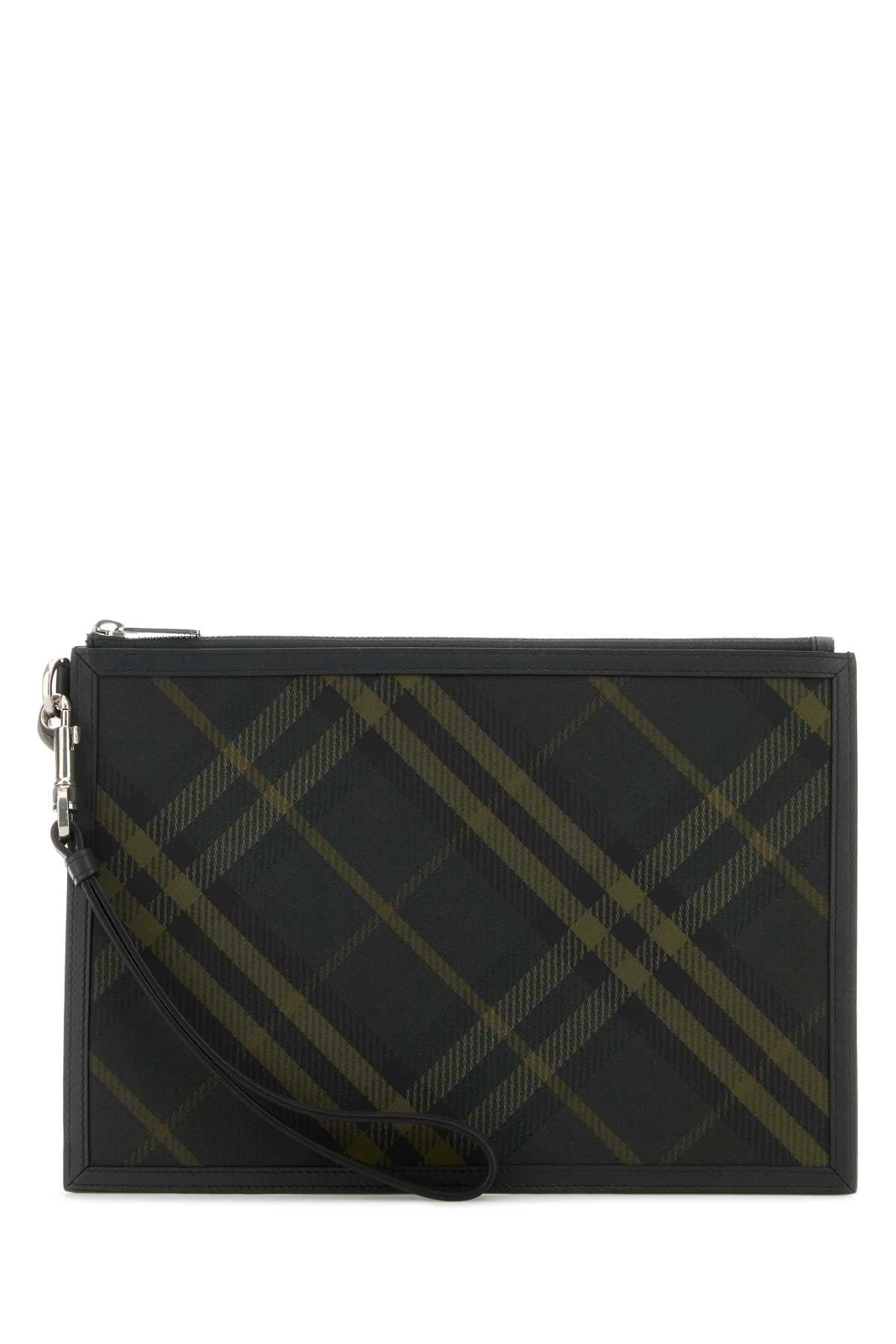 Burberry Men Embroidered Canvas Clutch - 1