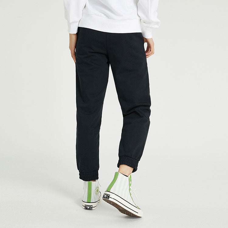 (WMNS) Converse Solid Color Lacing Bundle Feet Sports Pants/Trousers/Joggers Dark Black 10022965-A03 - 5