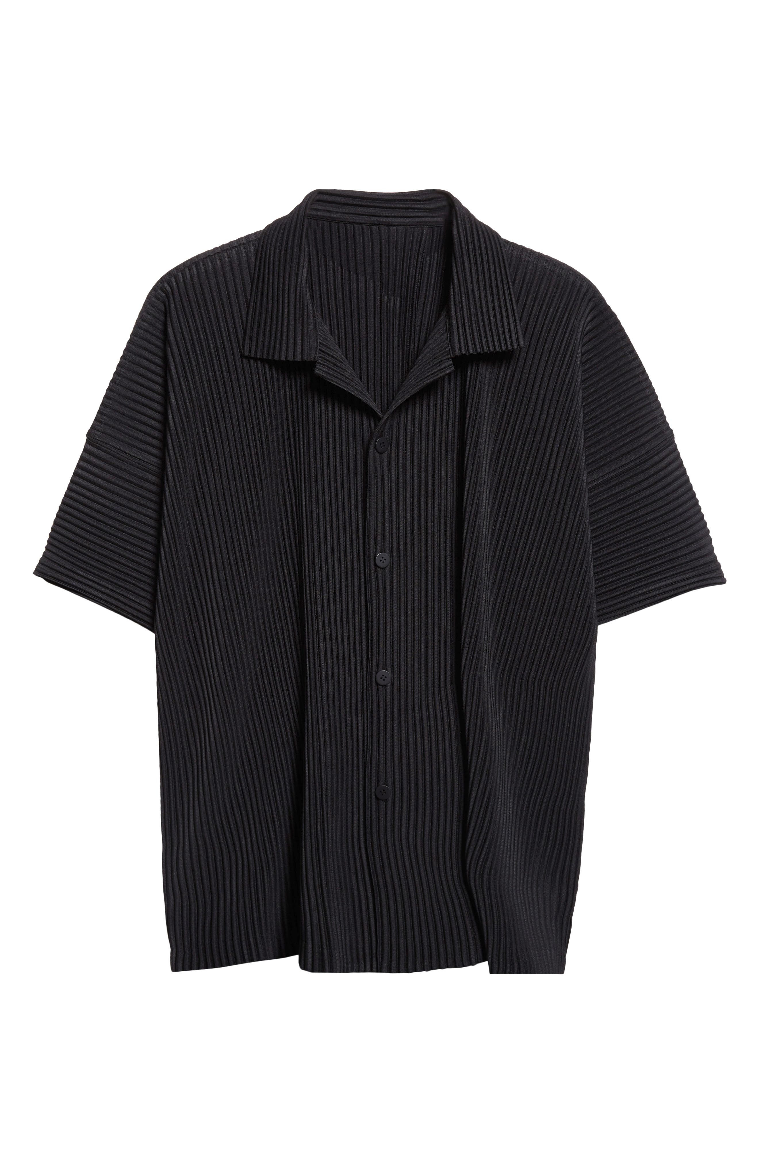 Homme Plissé Issey Miyake Monthly Colors July Pleated Short Sleeve Button-Up Shirt in Black at Nords - 6