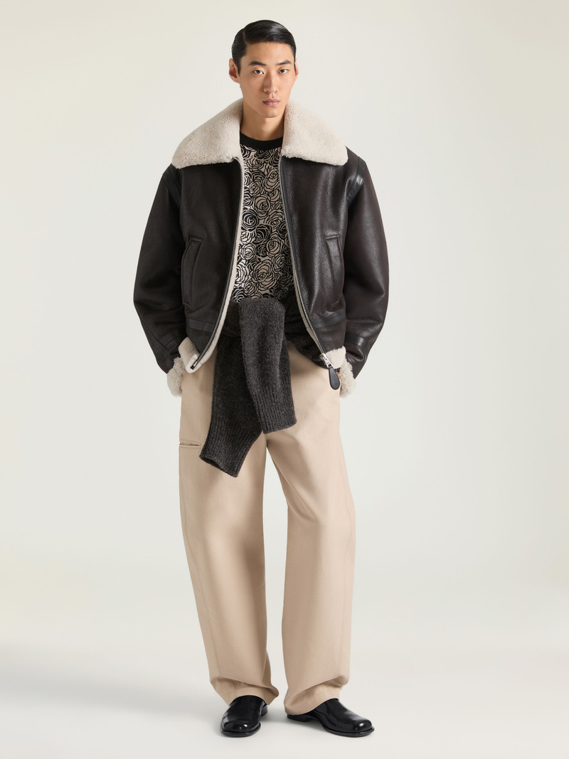 Givenchy COUTURE SEAM AVIATOR BLOUSON IN LEATHER AND SHEARLING outlook