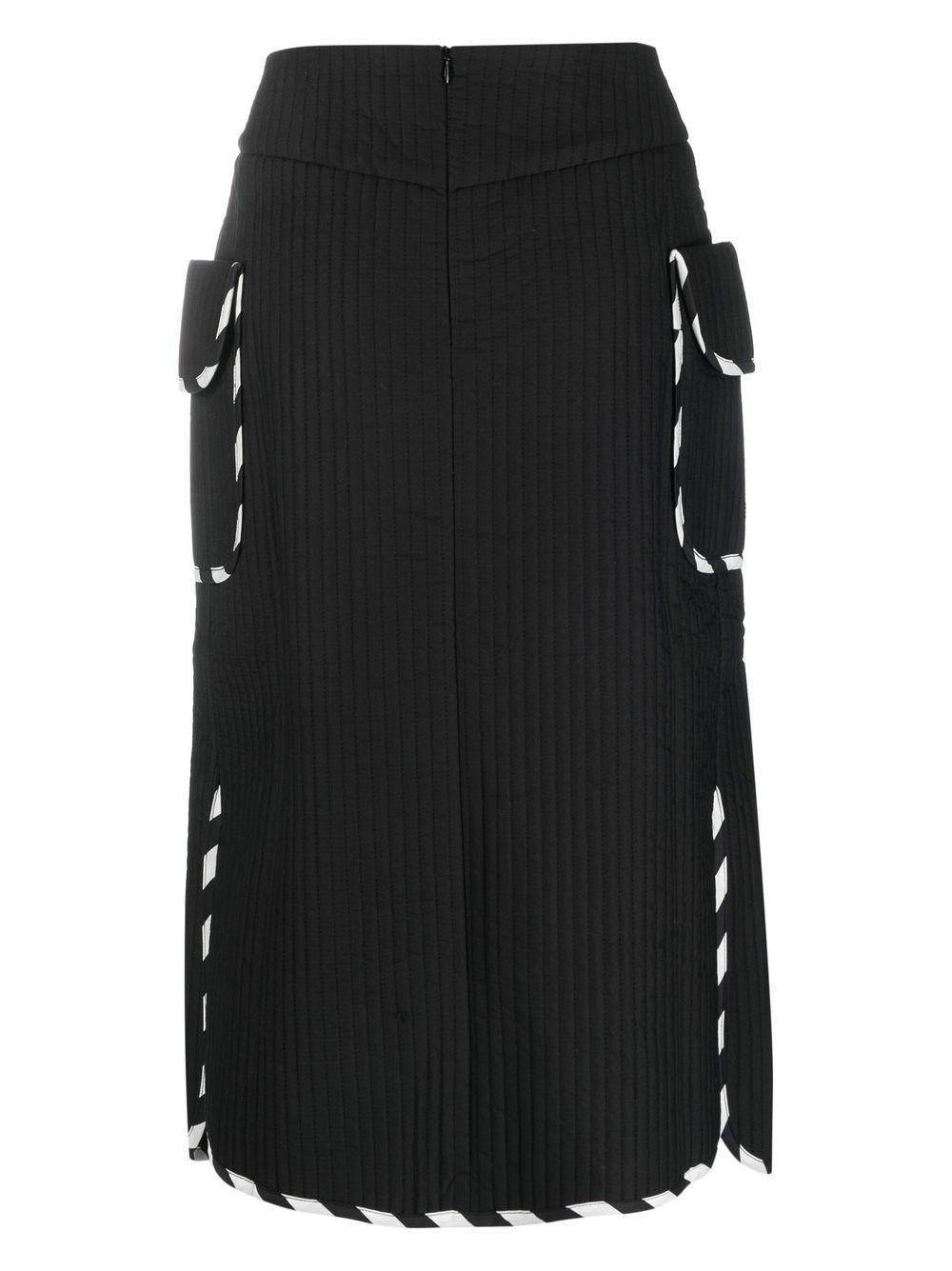pleated stripe-trim straight skirt - 2