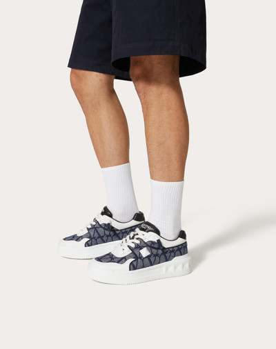 Valentino ONE STUD XL LOW-TOP SNEAKER IN DENIM-EFFECT TOILE ICONOGRAPHE JACQUARD FABRIC outlook