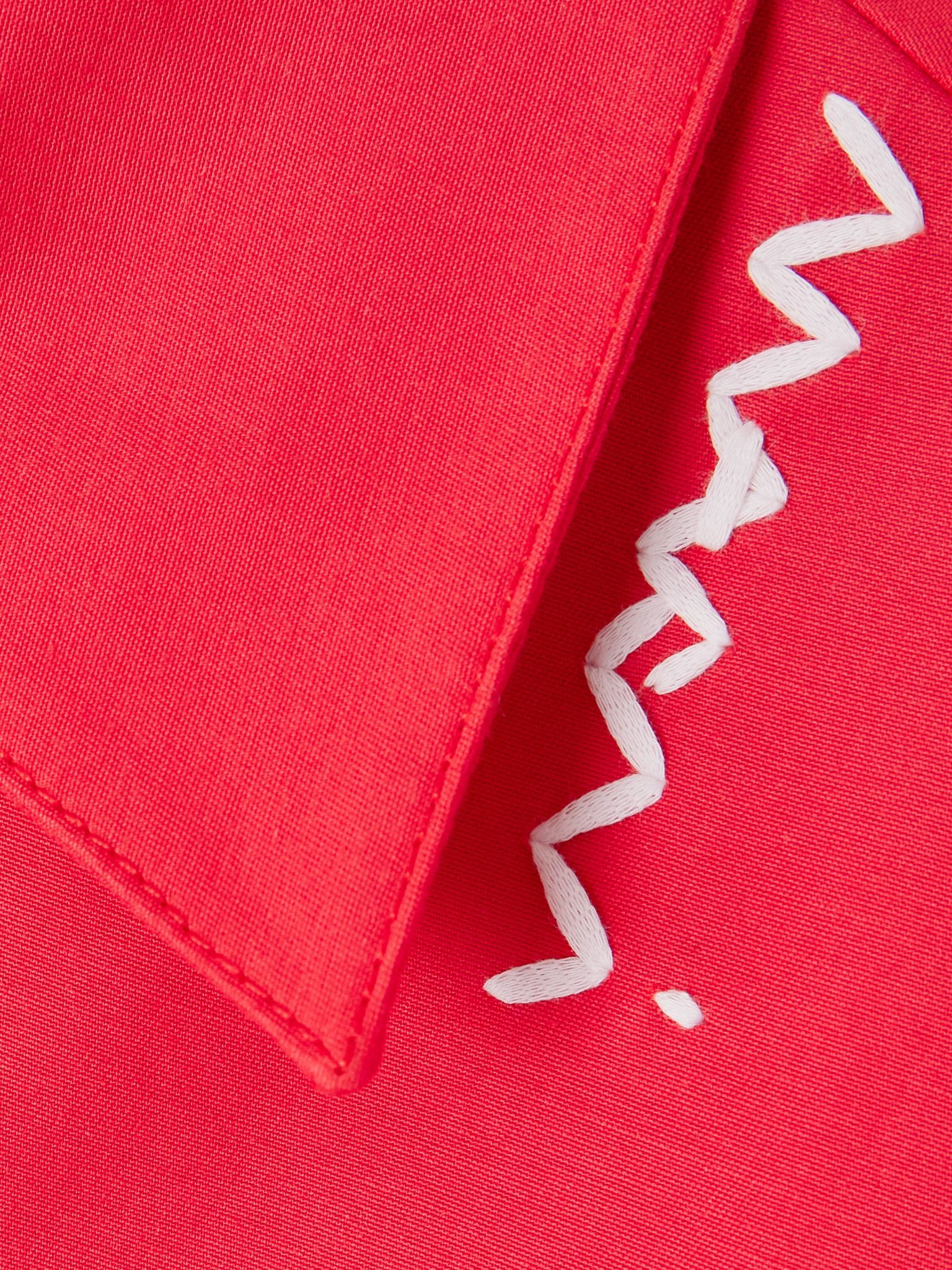 Oversized embroidered cotton mini dress Red - 4