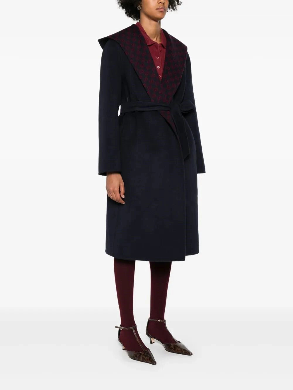 Gucci Women Reversible `Gg` Silk Wool Blend Coat - 5