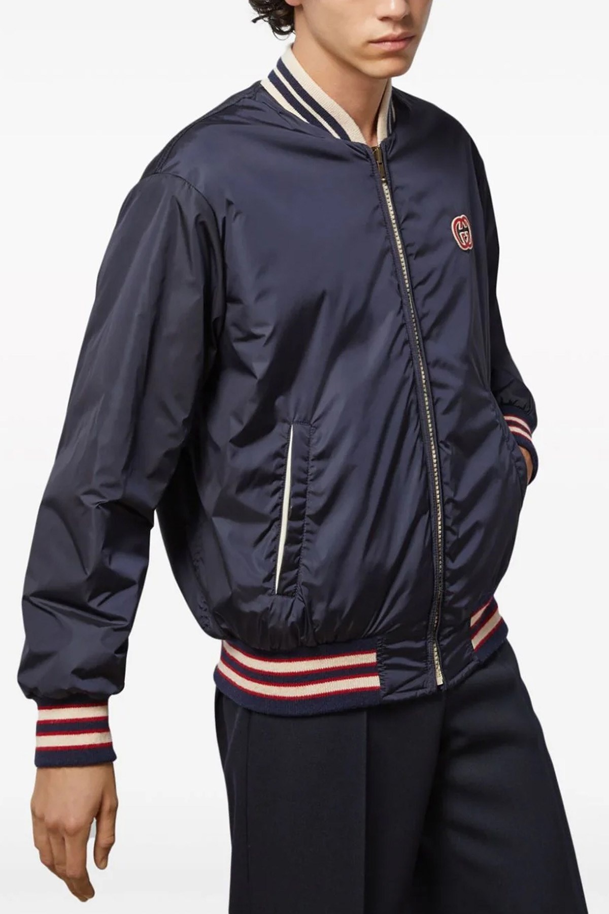 ジャケット・アウター GUCCI Reversible Nylon Bomber Jacket Reversible nylon canvas jacket in dark blue | GUCCI® US