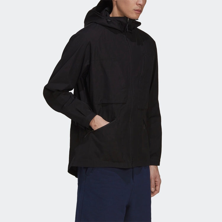 Men's Y-3 SS21 Logo Pattern Zipper Hooded Jacket Black GV4231 - 4