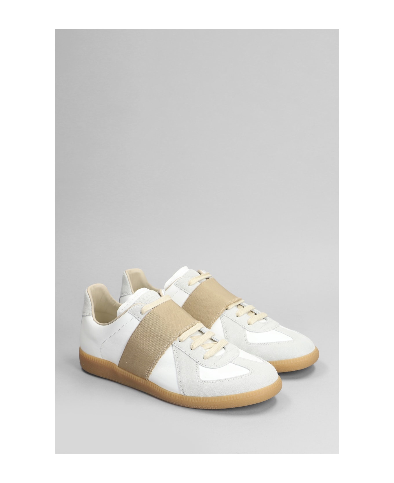 Replica Sneakers In White Suede And Leather - 2