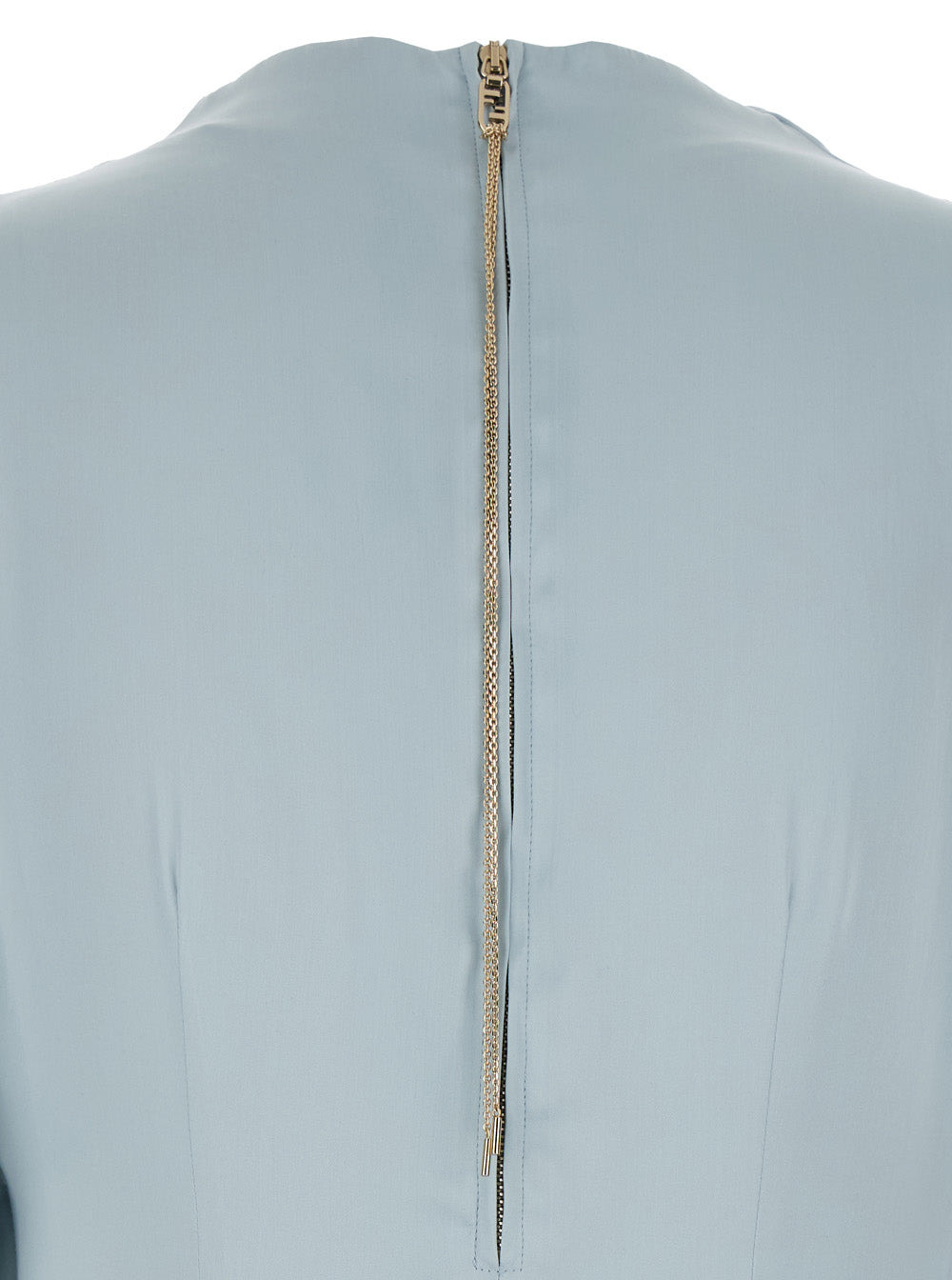 Fendi Women Light Blue Long Dress With Asymmetric Sleeves In Silk Woman - 3