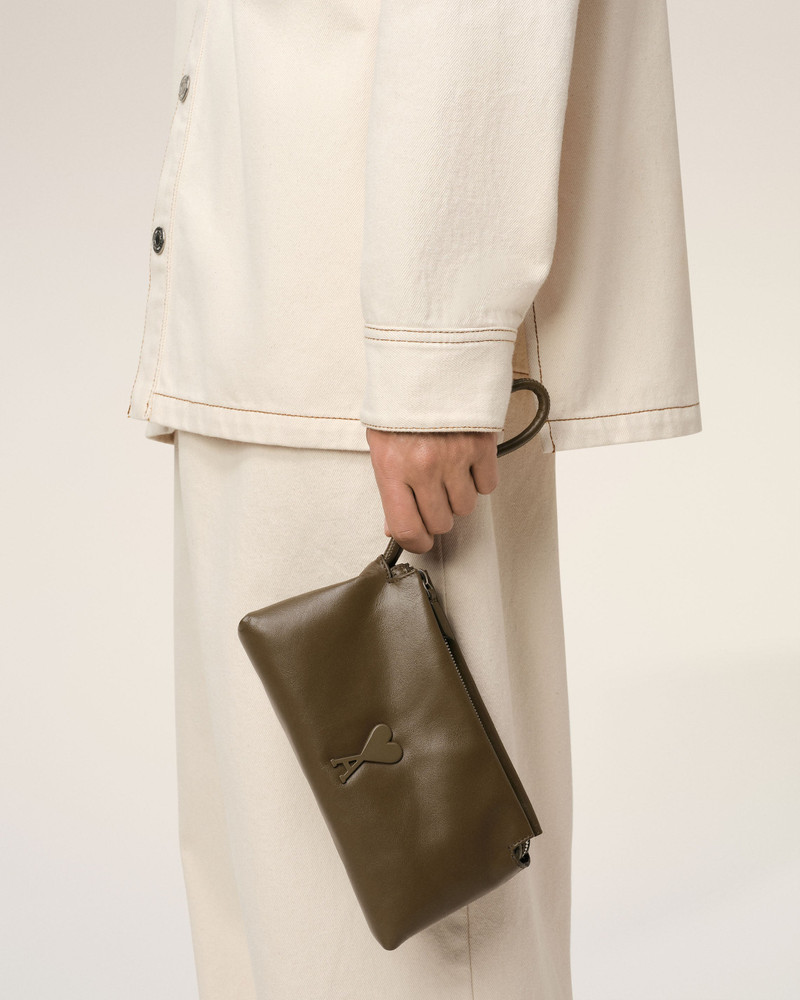 KHAKI LEATHER VOULEZ-VOUS POUCH 6