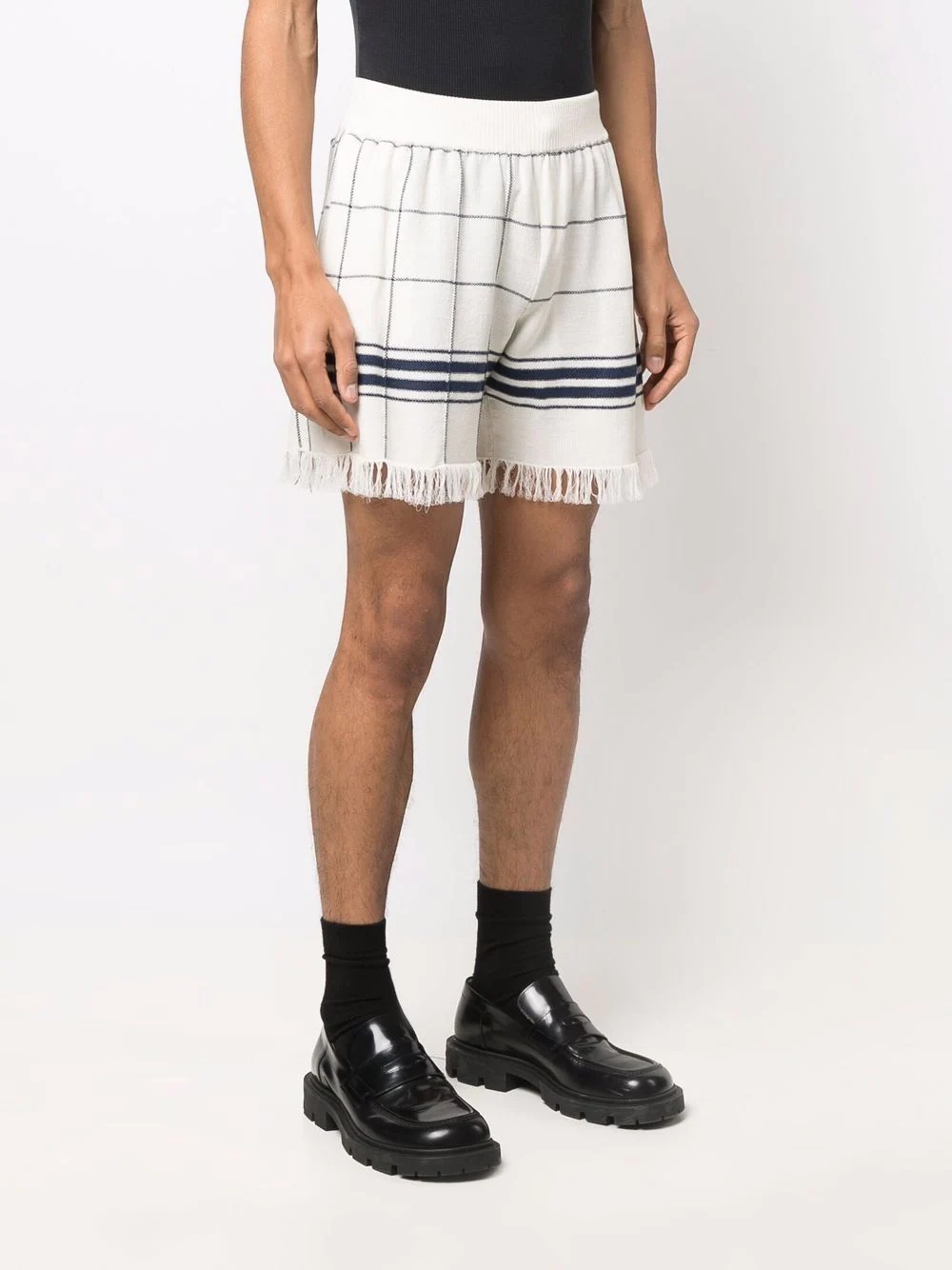 fringed grid shorts - 3