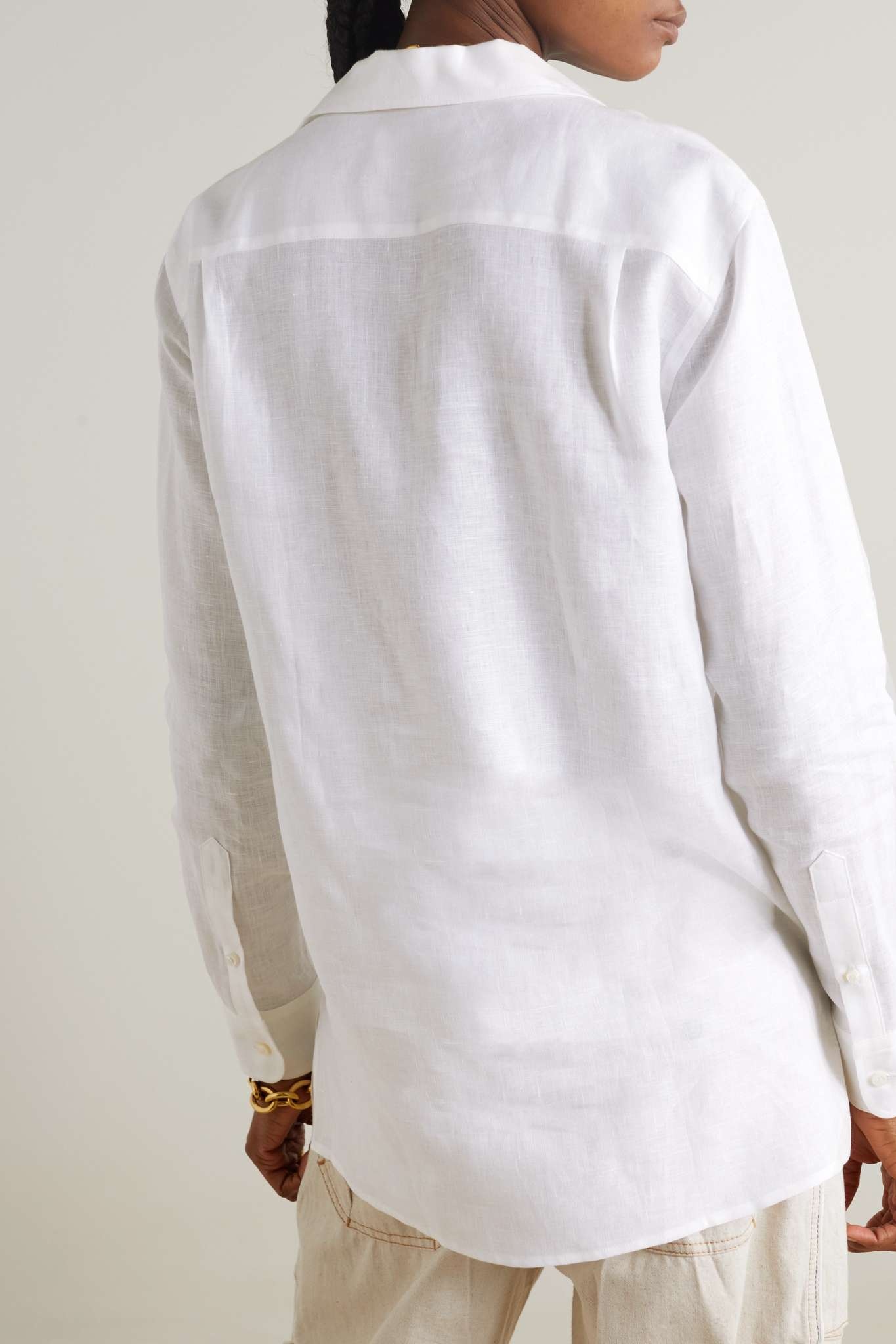 Appliquéd linen shirt - 4