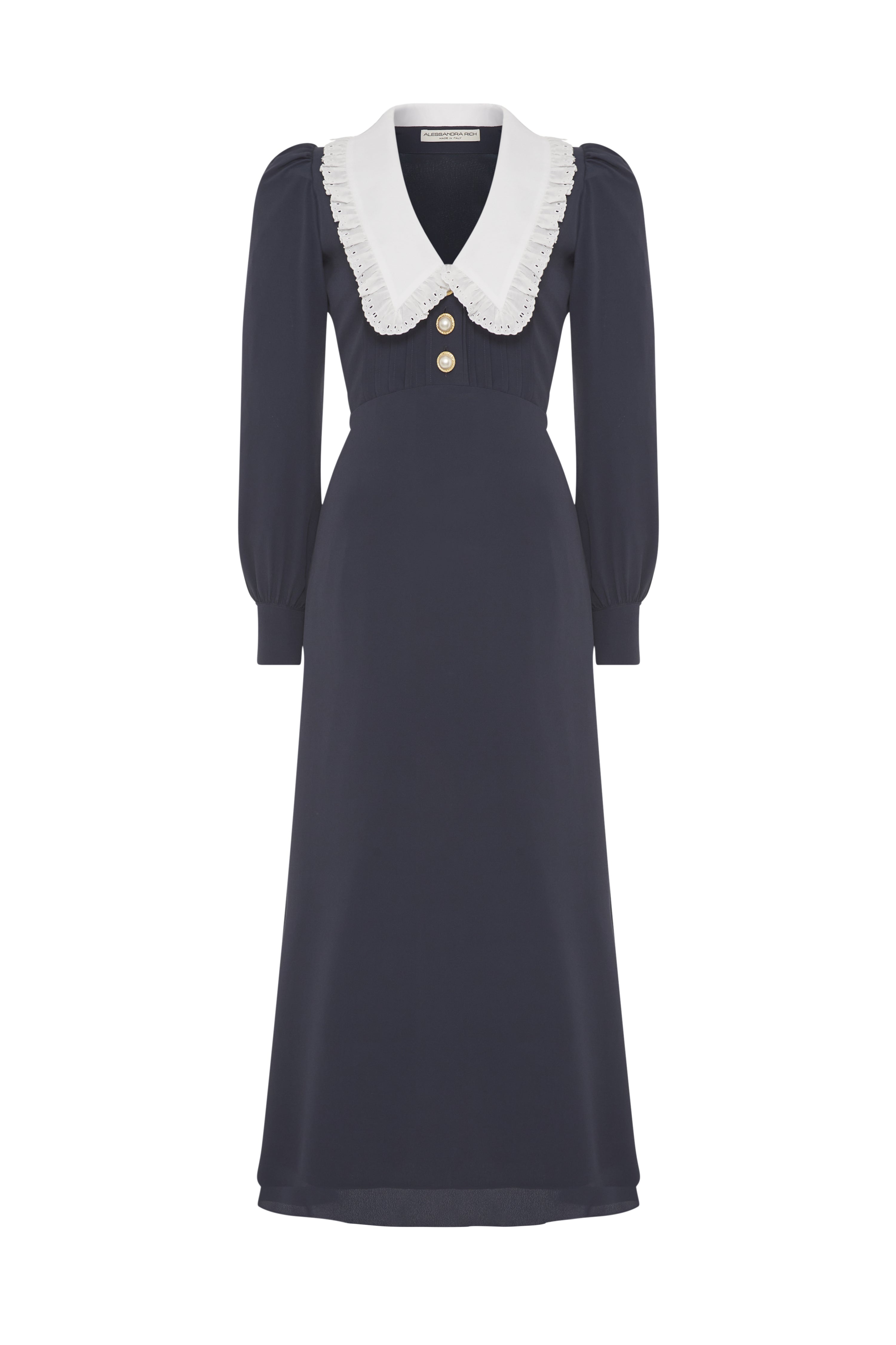 SILK BLEND DRESS WITH COLLAR - 1