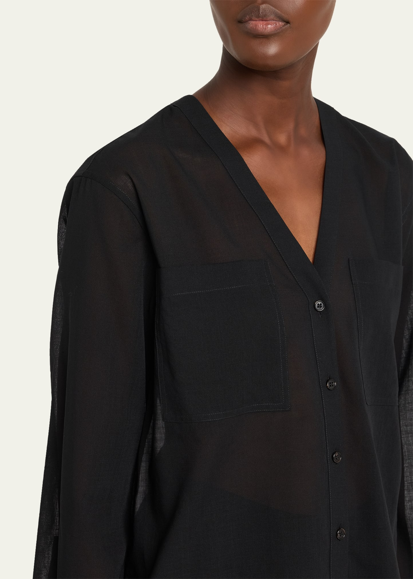 Oversized Lightweight Button-Front Shirt - 5