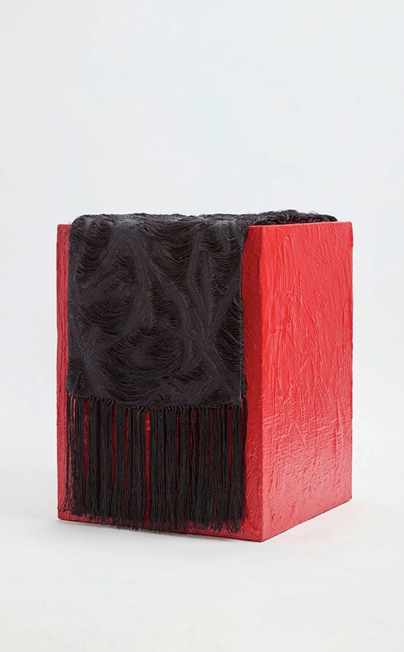 Blaine Scarf in Black Silk Virgin Wool Jacquard - 4