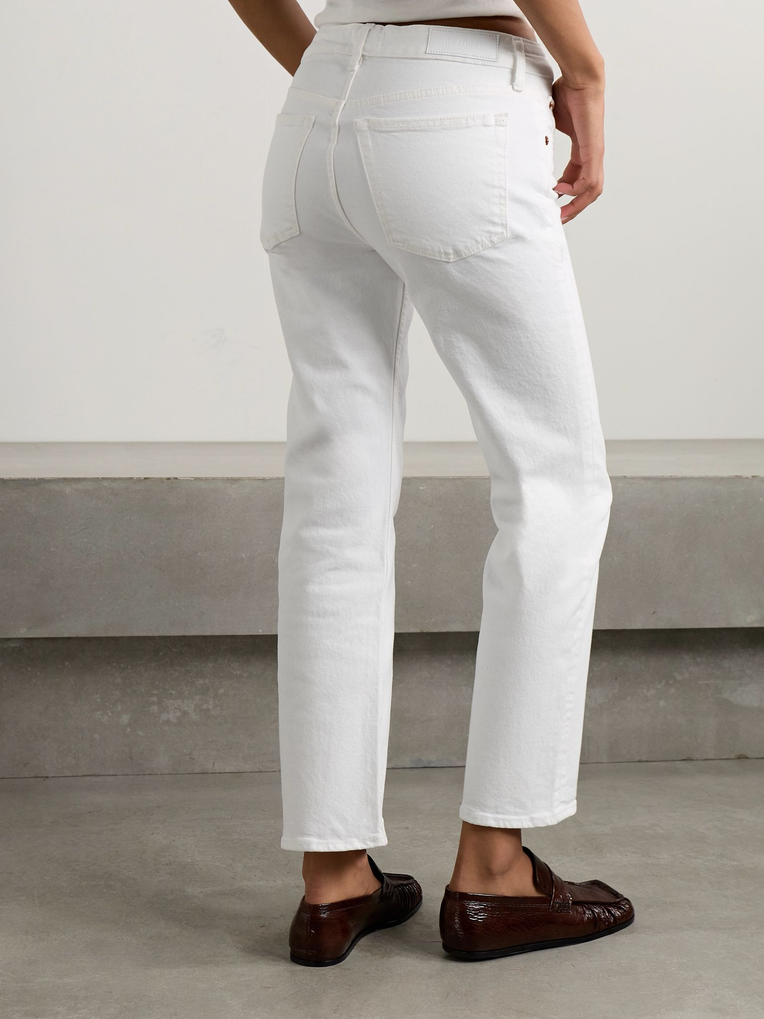 Slim Straight Crop mid-rise slim-leg jeans White - 4