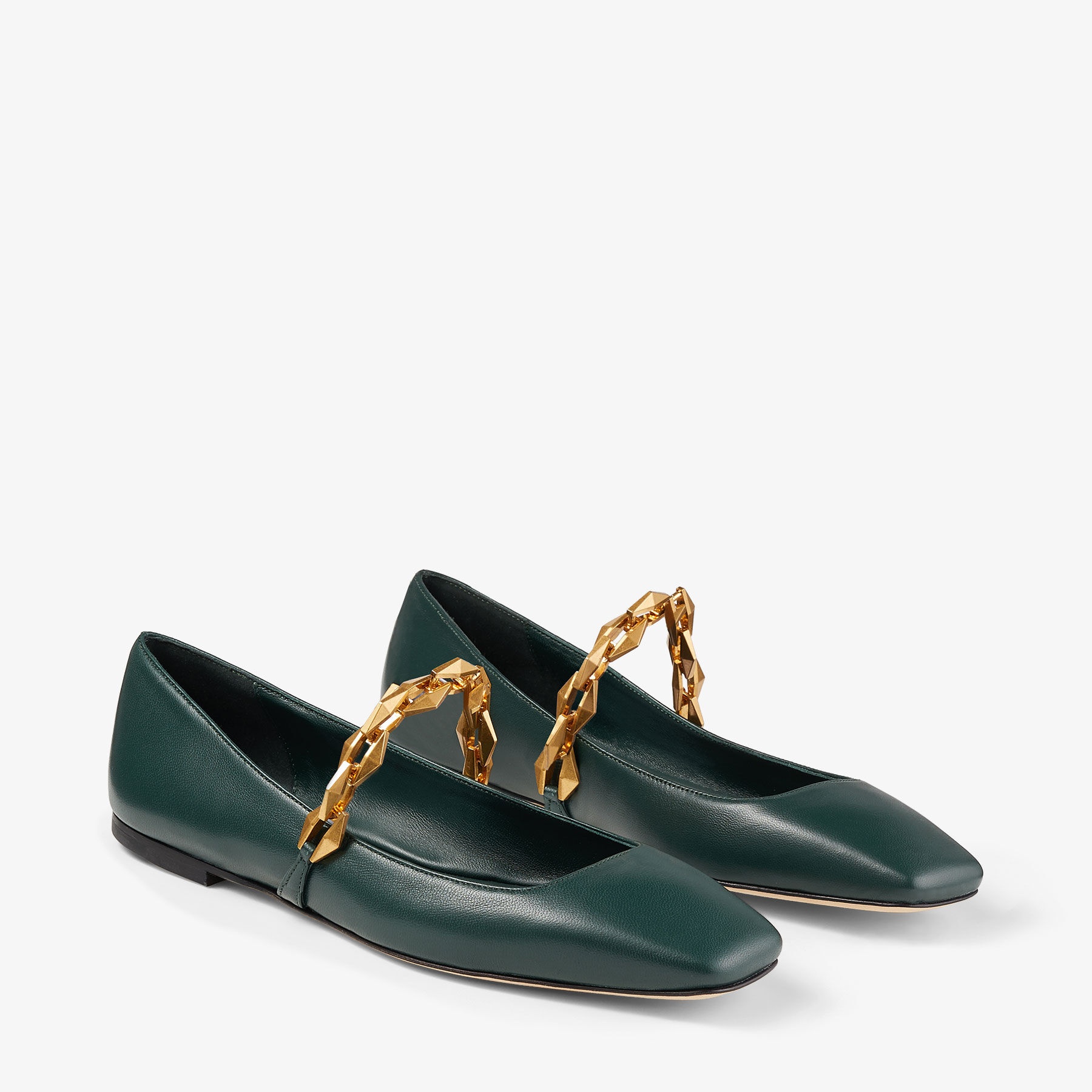 Diamond Tilda Flat
Dark Green Nappa Leather Flats with Diamond Chain - 3