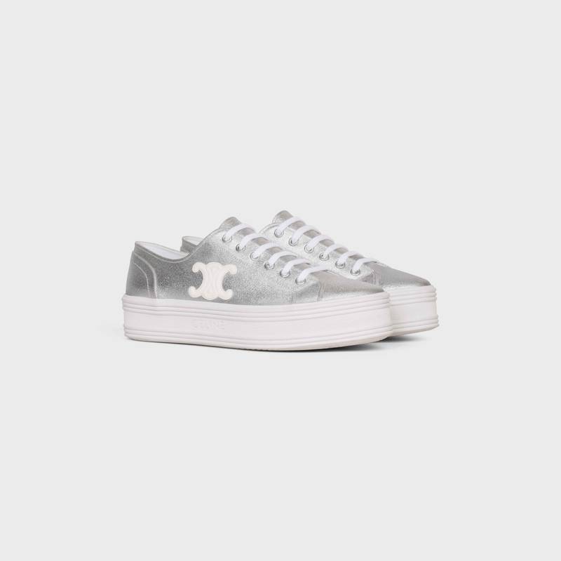JANE LOW LACE-UP SNEAKER in METALLIC CANVAS AND CALFSKIN 2