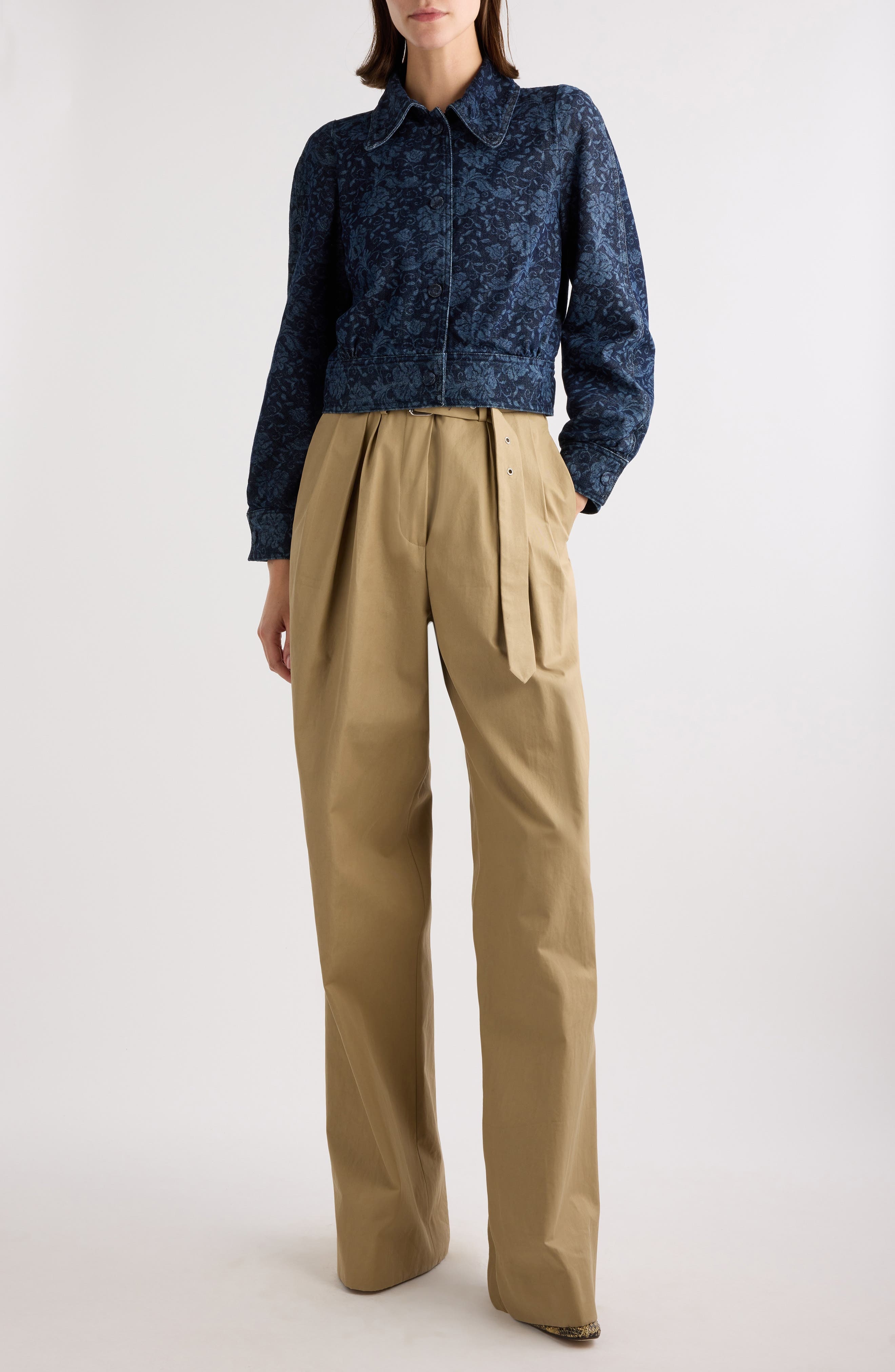 Dries Van Noten Vistam Floral Jacquard Crop Denim Jacket in Indigo at Nordstrom - 2