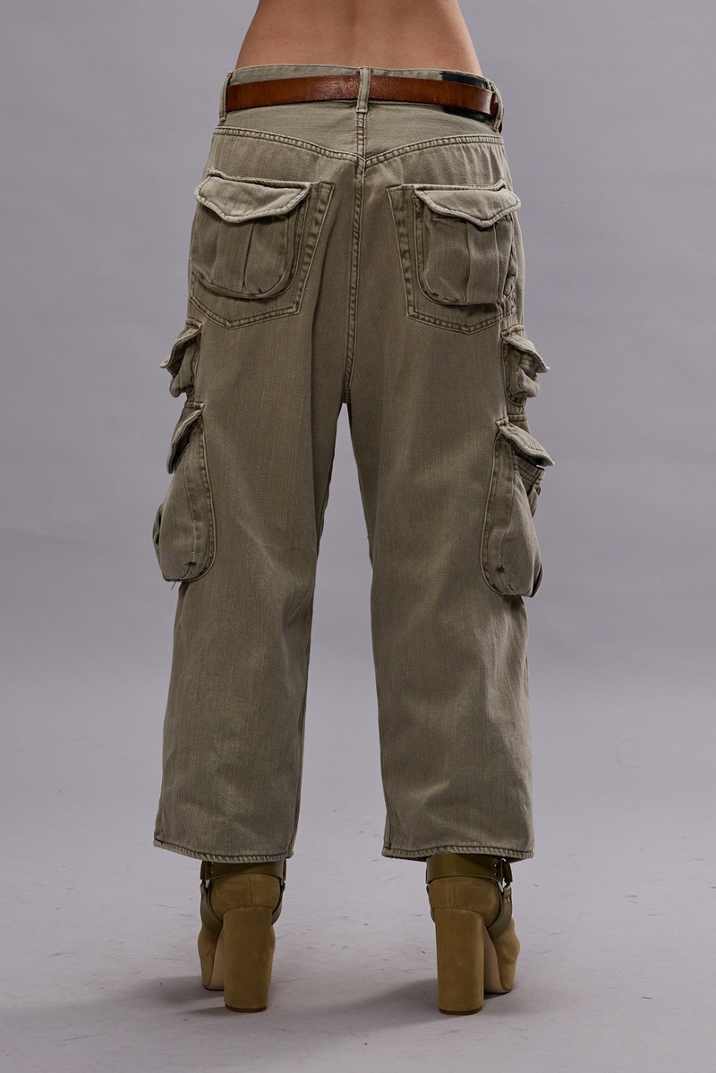 CROPPED MULTI POCKET CARGO - OLIVE GREEN GARMENT DYE 3
