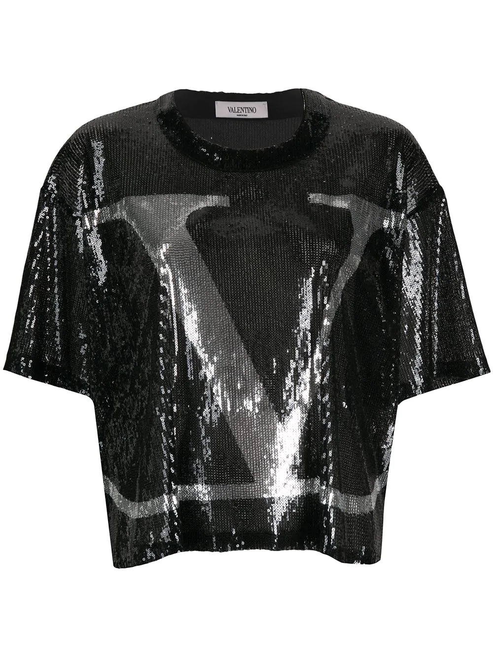 sequin-detail VLOGO T-shirt - 1