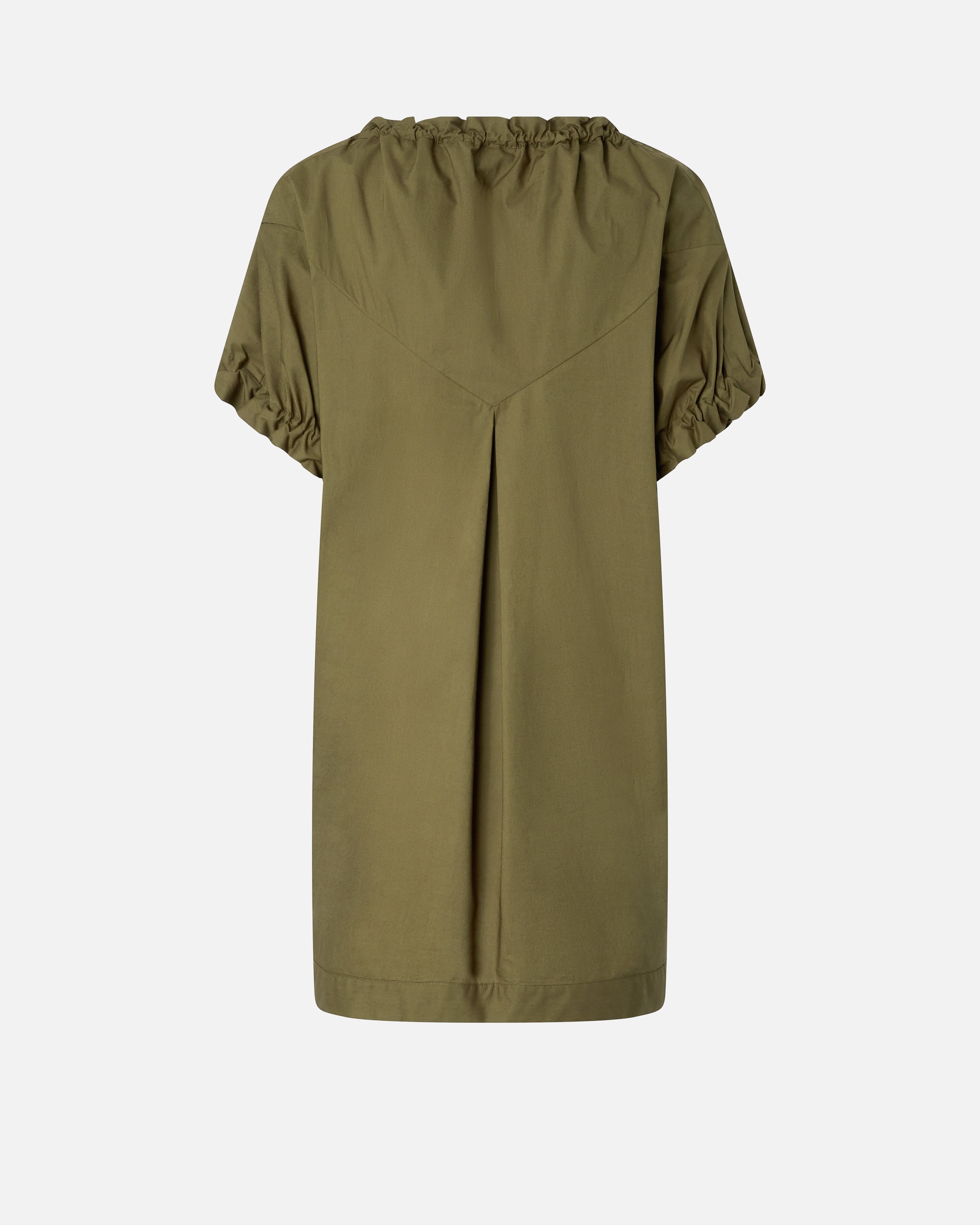 SHORT POPLIN DRESS WITH GATHERS AND EYELETS - 6