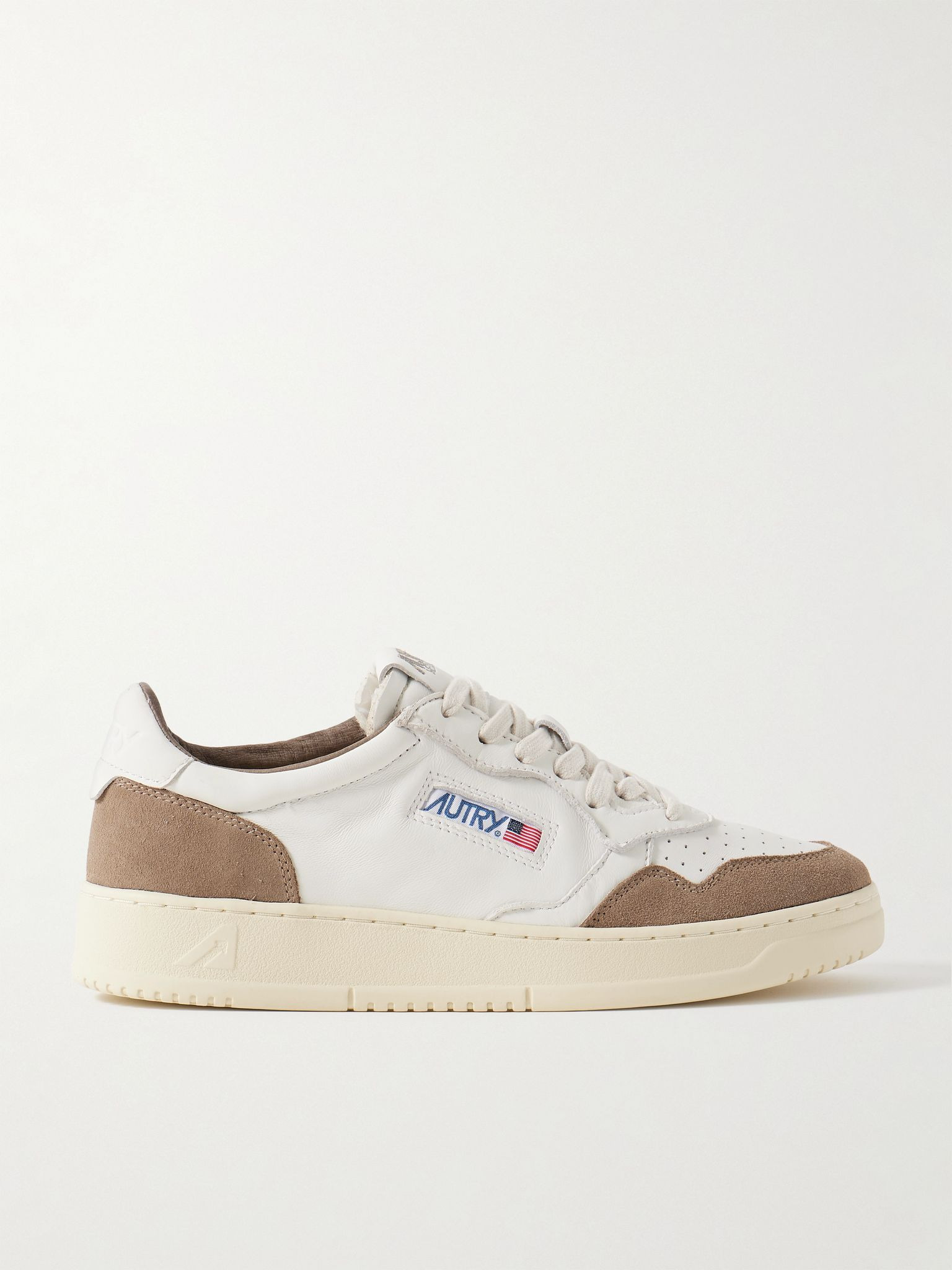 Medalist Suede-Trimmed Leather Sneakers White - 1