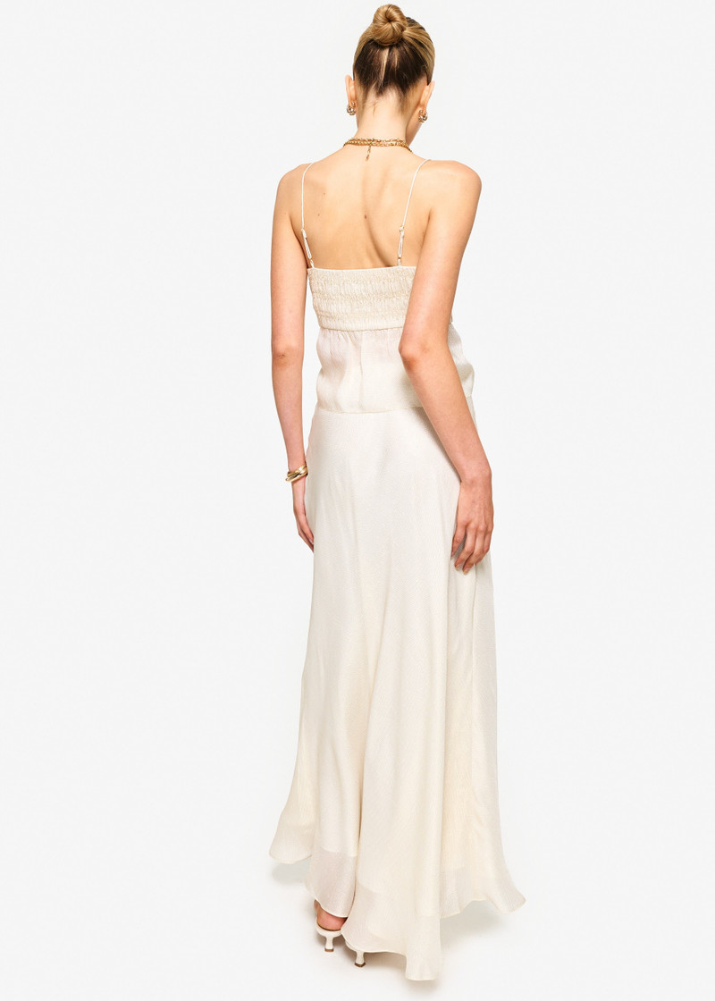 JAYNA MIDI METALLIC SILK SKIRT CREAM 3