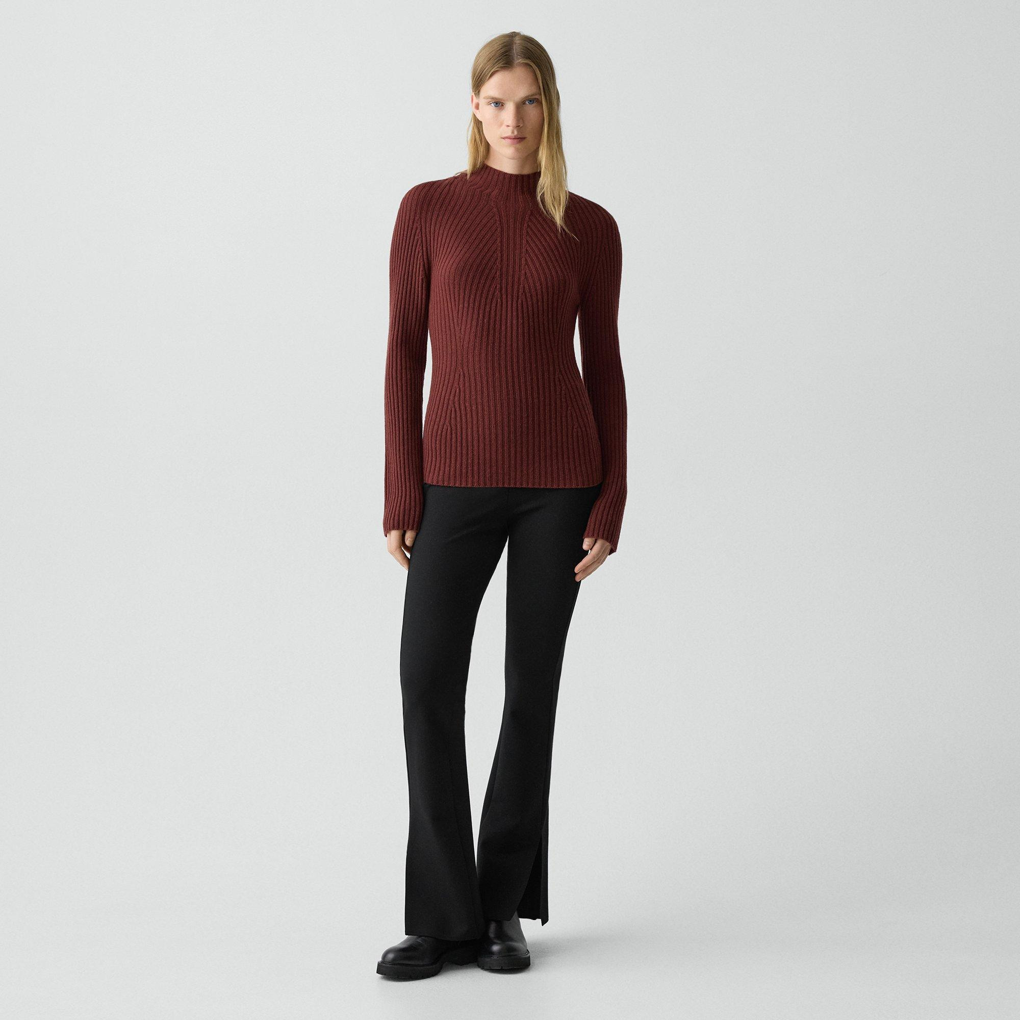 Ribbed Mock Neck Sweater in Cashmere - 6