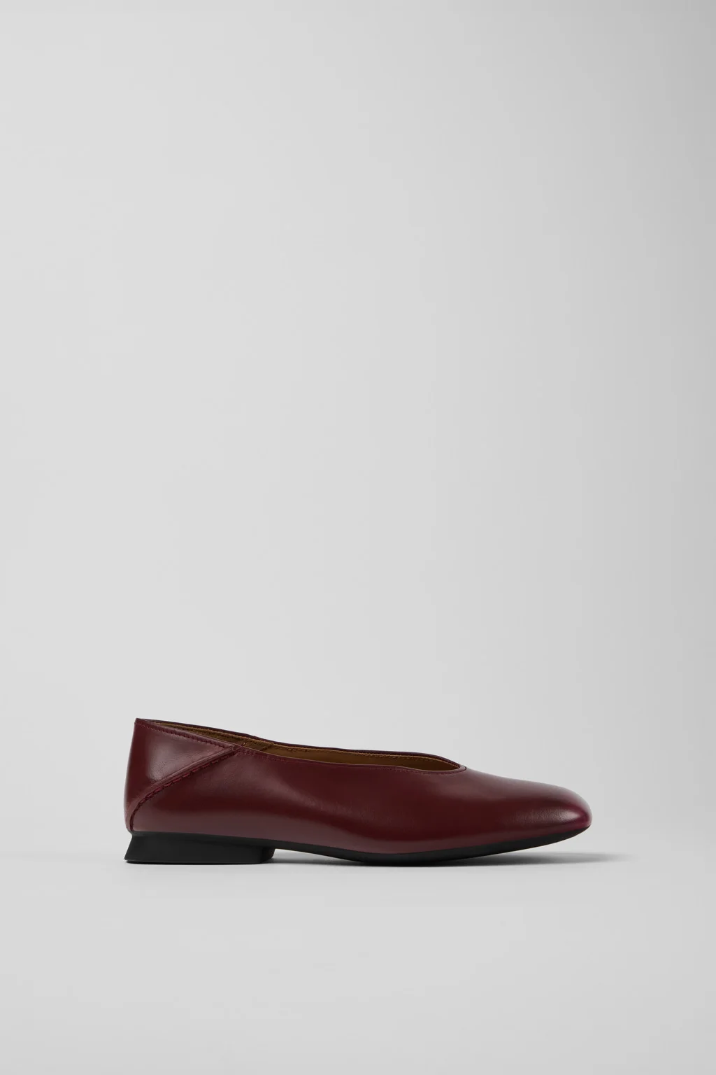 Casi Myra Burgundy Leather Ballerinas for Women. - 1