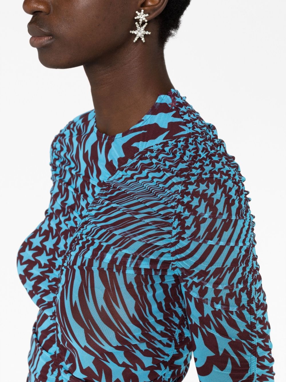 star-print ruched dress - 3